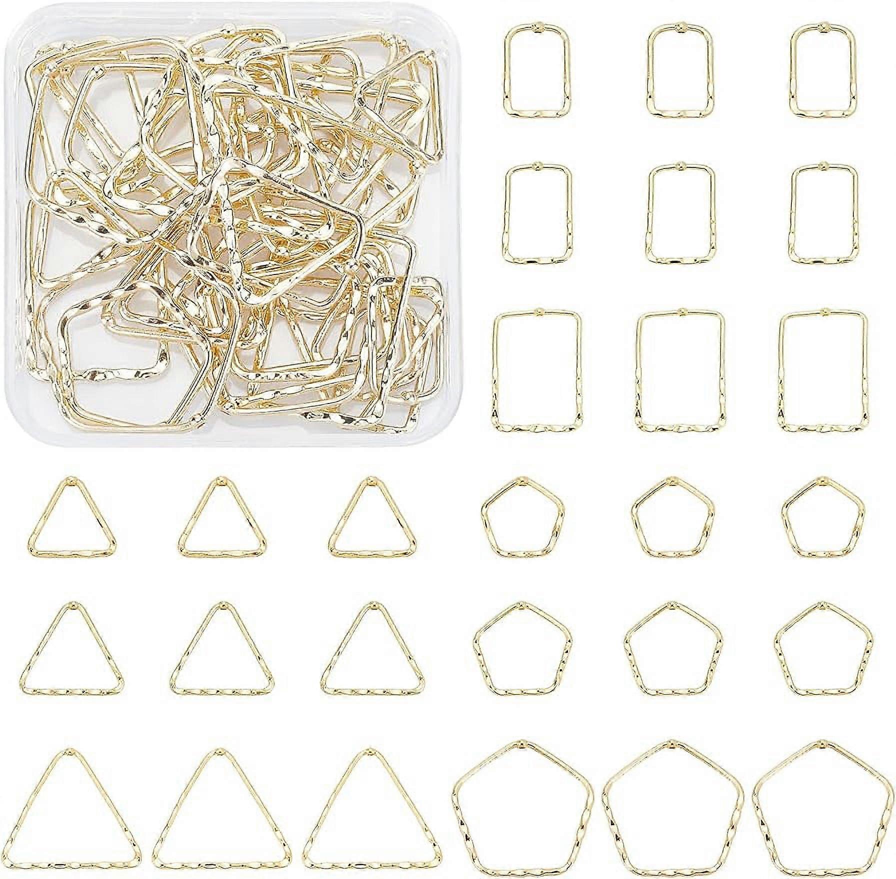 36pcs 9 Shapes Frame Pendants Golden Hollow Frame Charm Jewelry Connector Beading Frames Links with 1.2mm Vertical Hole