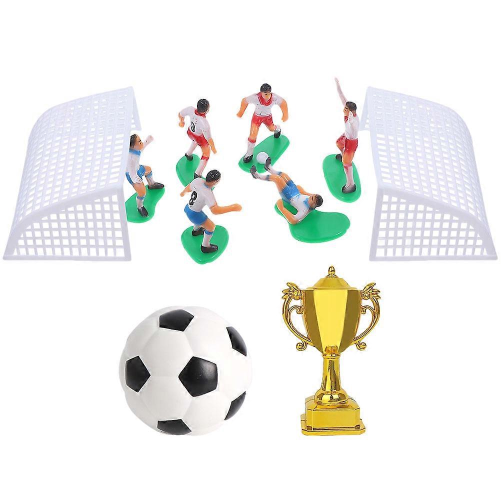 1 Set Cake Decor Soccer Cake Decoration Soccer Themed Landscape Decors Miniature Soccer Figure