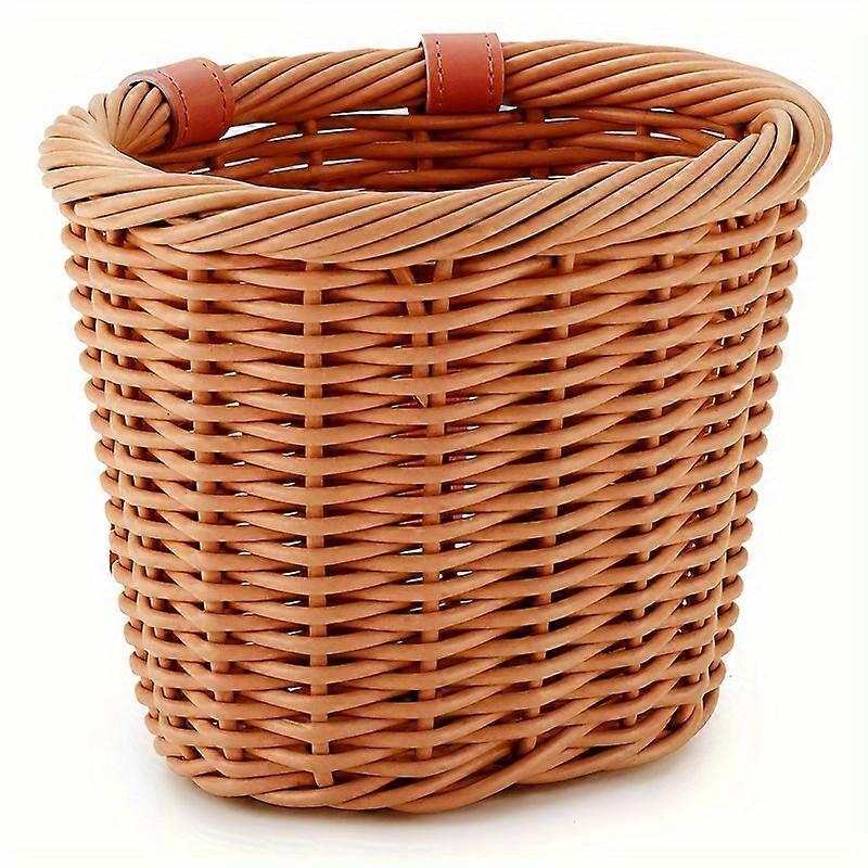 Charming Imitation Rattan Woven Basket - Stylish & Durable Bike/Scooter Companion - Removable, Lightweight & Perfect for Snacks, Picnics, Camping, or