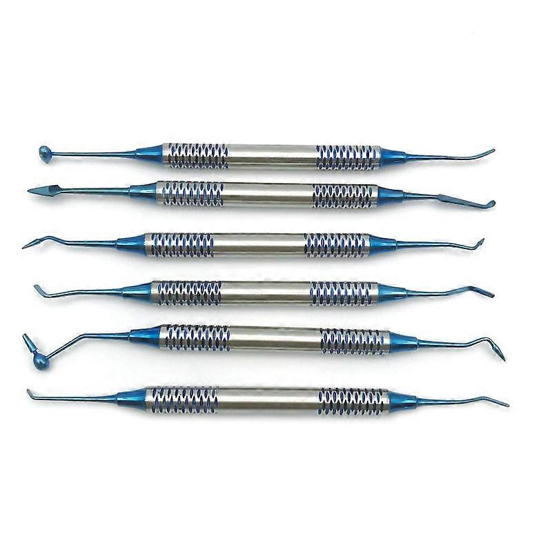 6pcs/set Dental Composite Resin Filling Spatula Titanium Plated Head Resin Filler Set Restoration Set Dental Instrument