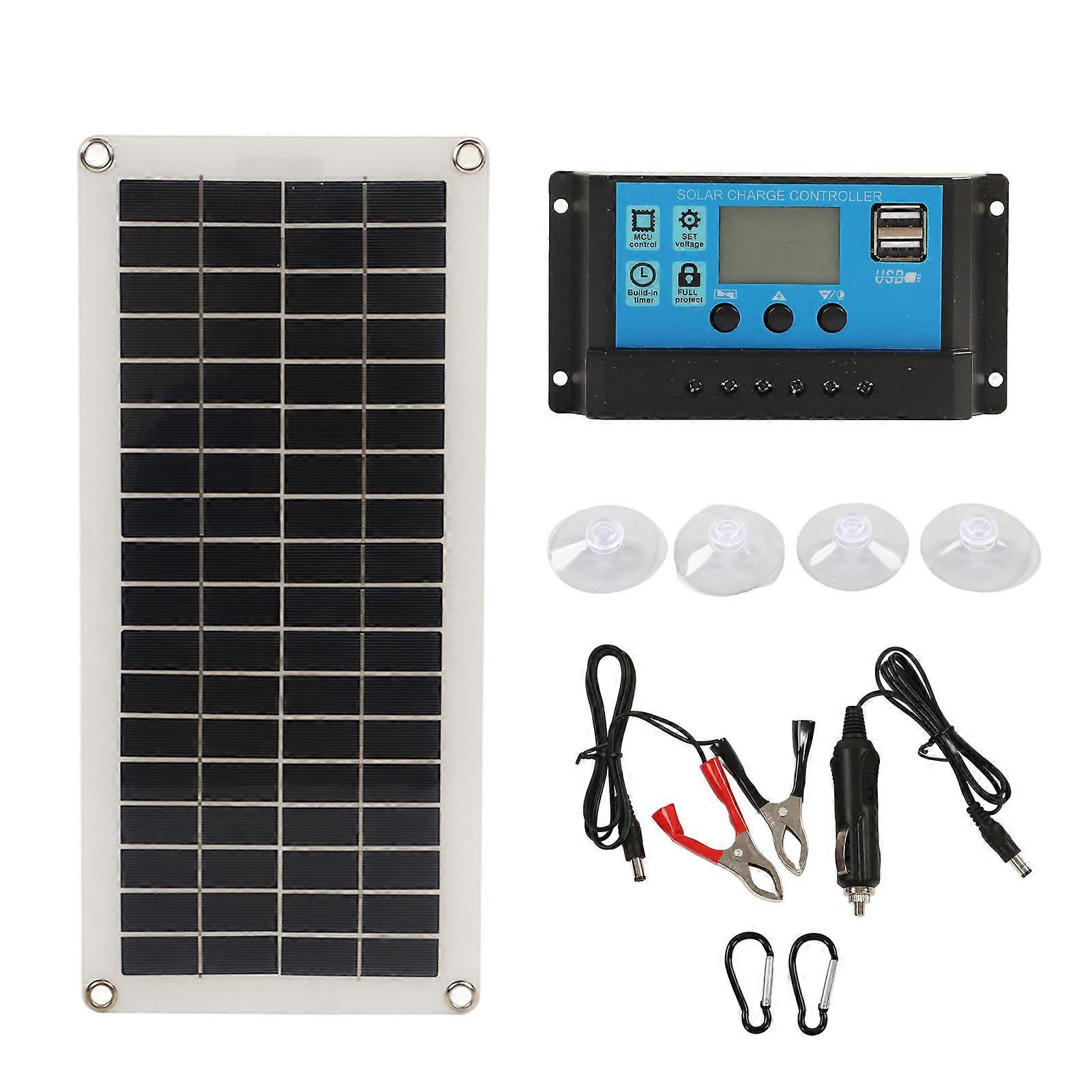 Solarpanel 10W Polykristallines Silizium Dual-USB-Ausgang für Motorräder Boot Traktor Anhänger LKW Rasenmäher RV 30A Controller