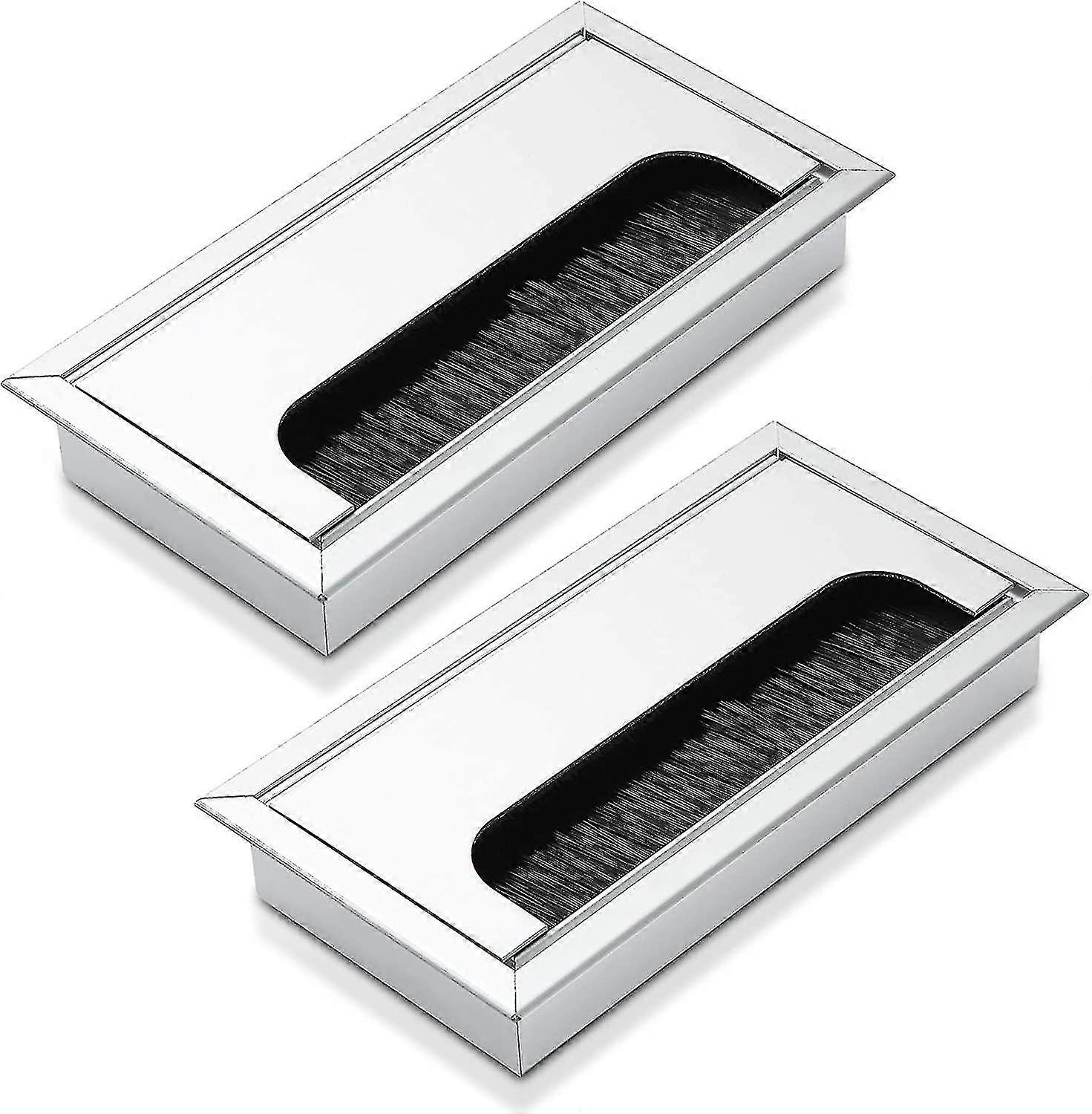 כבל מלבני Grommet, 160mm שולחן משרדי חוט חור חור, סגסוגת אלומיניום שולחן שולחן שולחן שקע שקע, 2pcsd- tw