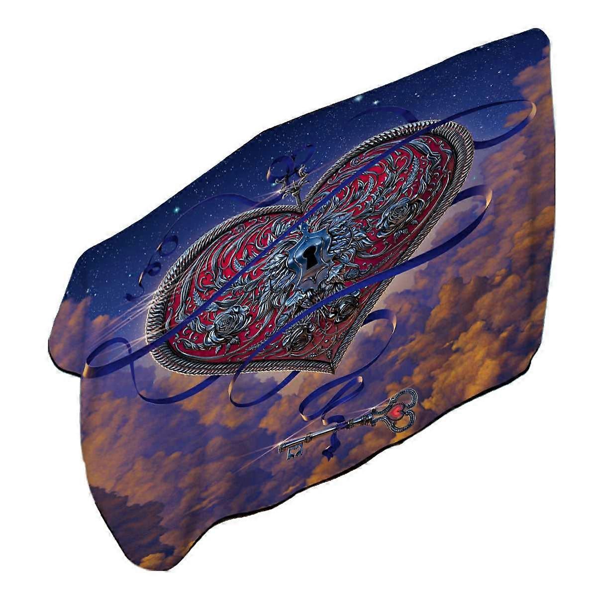 Lovers Sky Key and Heart Microfiber Beach Towel