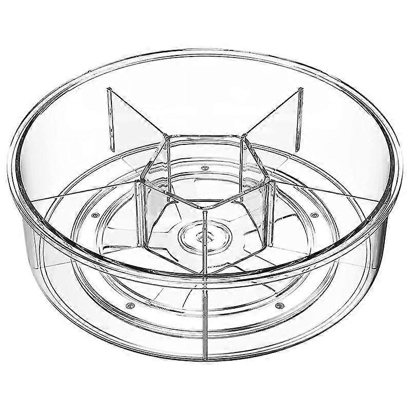 For Clear Acrylic Lazy Turntable Organizer, Large Rotating Stand with Dividers for Cabinet, Bathroom, Refrigerator, Kitchen