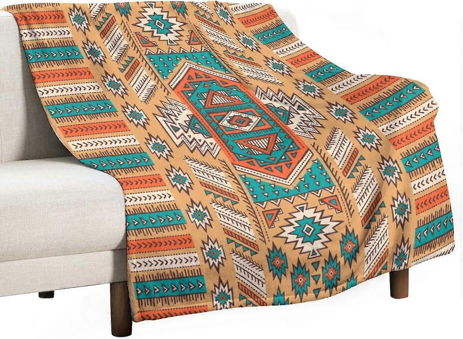 بطانية رمي الأزتك ، بطانية أصلية مطبوعة من قبلية نافاجو للتخييم في الهواء الطلق أريكة سرير 30 × 40 بوصة