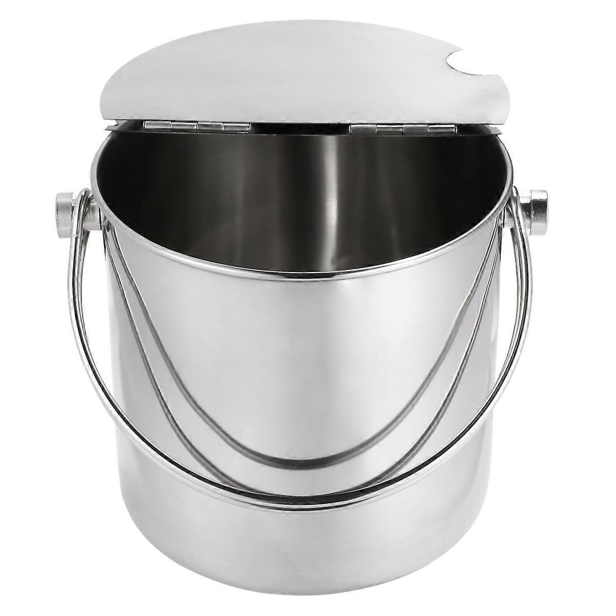 1pc Stainless Steel Ice Bucket with Portable Handle and Lid for Home Bar