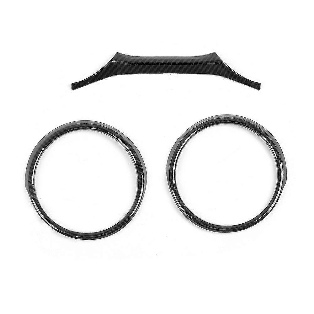 3 قطع مجموعة ألياف الكربون نمط لوحة القيادة الديكور الدائري غطاء تقليم الملحقات يصلح لجيب رانجلر JL 2018 +