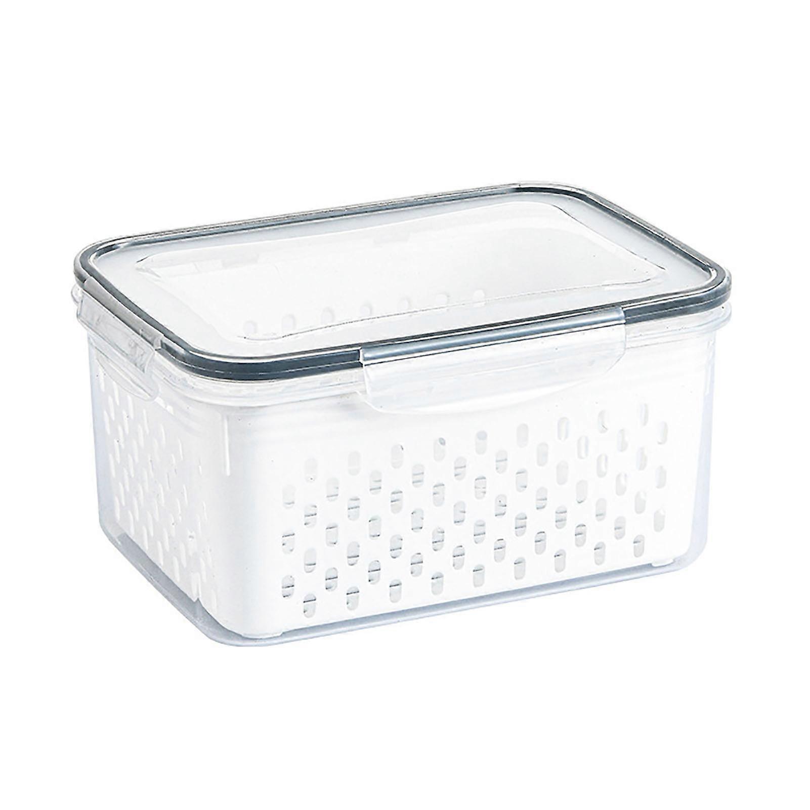 Drain Storage Basket Box Transparent Fruit Vegetable Storage Container for Kitchen Supplies,850ML