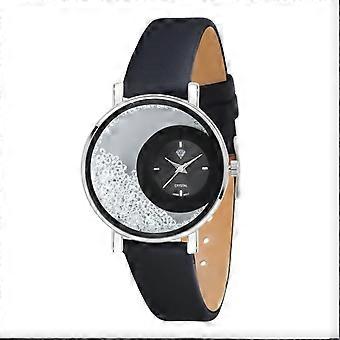 Elegant black Aude watch adorned with sparkling crystals