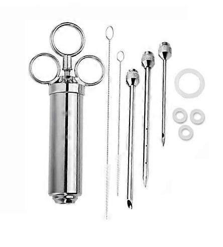 Rustfrit stål kødmørner sprøjtesæt - BBQ grill og ryger tilbehør