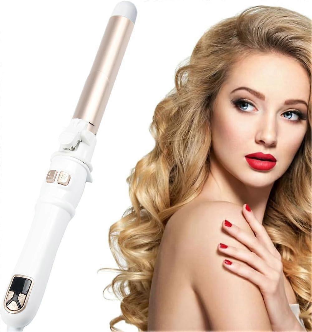 Automatic Rotating Hair Curler, 28mm Curling Tongs Fast Heating Ceramic Barrel Adjustable Temperature 100-220 Timer with LCD Display, Auto Off