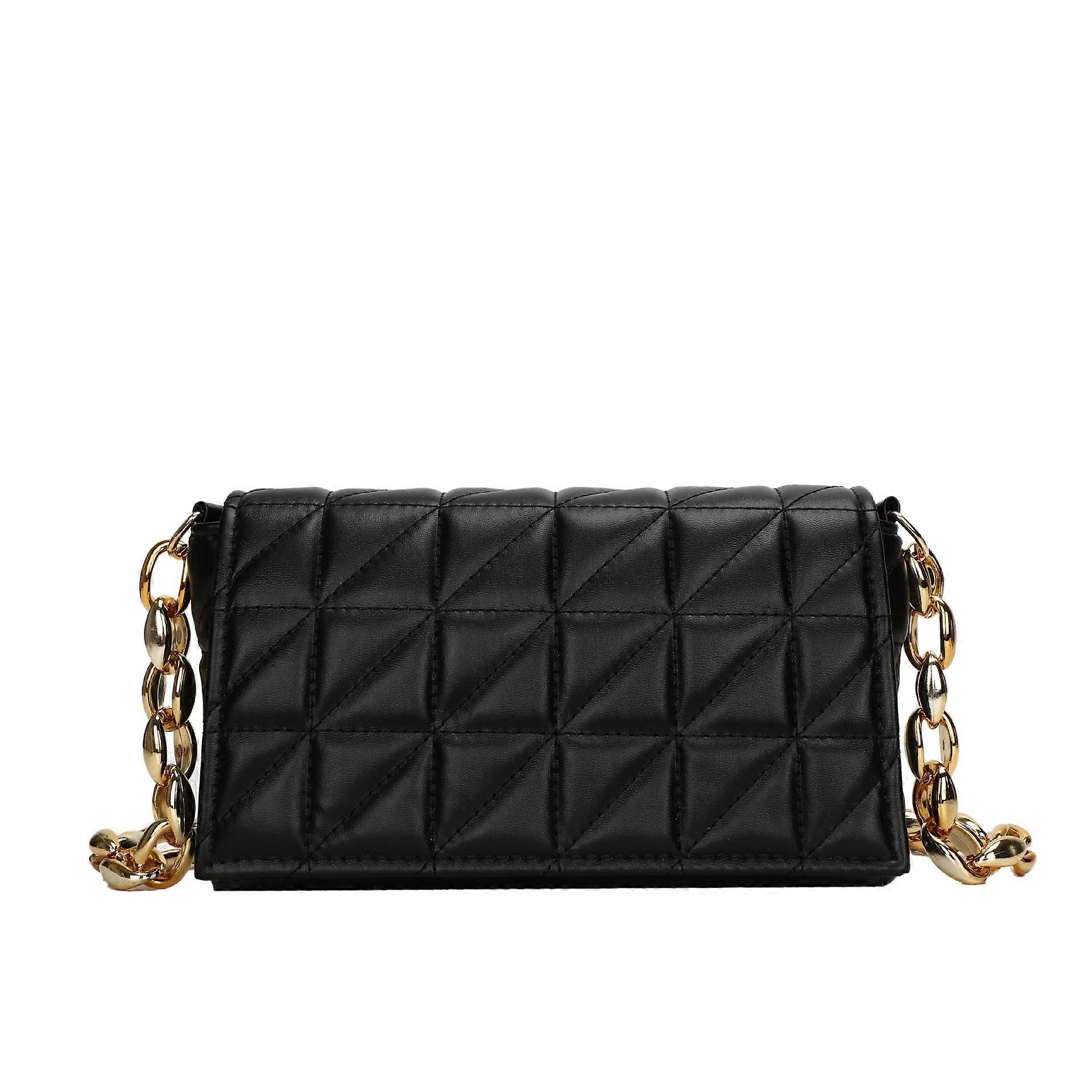 Mode Plaid skuldertaske Tyk kæde Underarm tasker til kvinder Brand Designer Håndtasker Og Punge Damer Crossbody sort 24 * 14cm