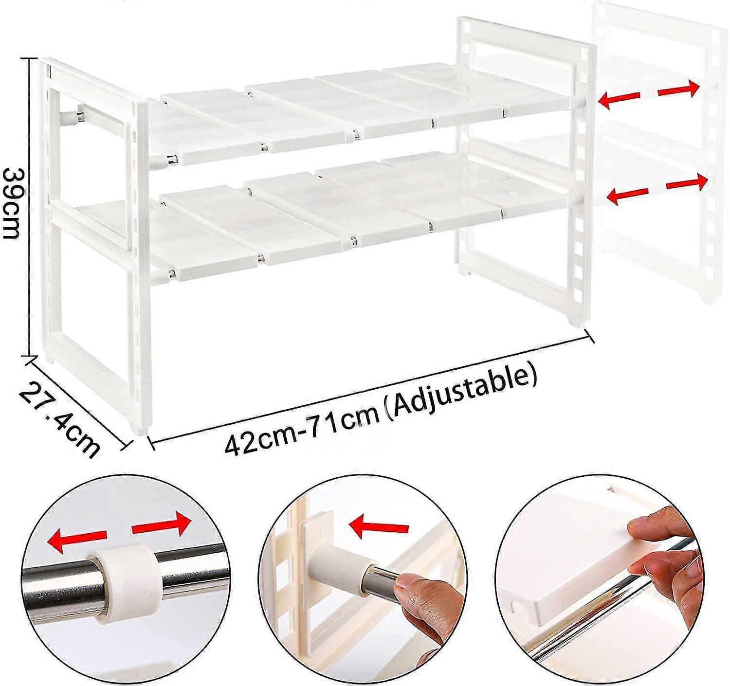 2-Tier Sink Storage Rack Detachable Extended Storage Rack Telescopic Storage Rack - DD01