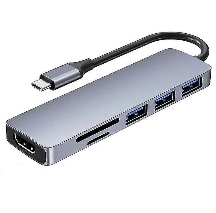 6-in-1 Type C Extension Hub Laptop Computer Peripheral Docking Station Adapter