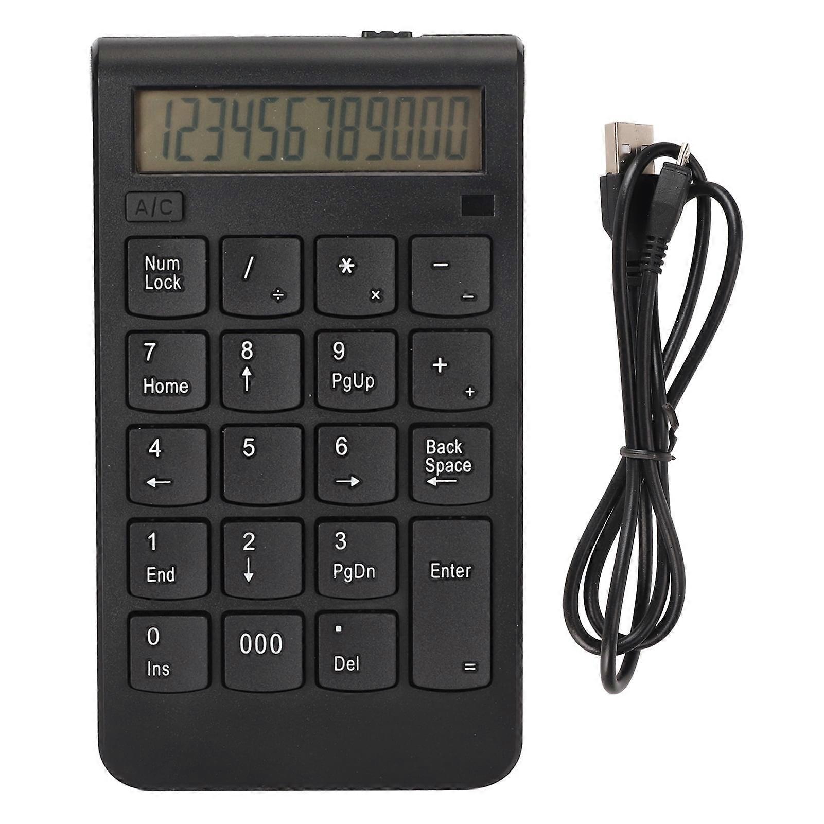 2.4G Numeric Keypad with Screen U Shaped Keys 32.8ft Effective Distance Low Noise USB Number Pad for Laptop PC