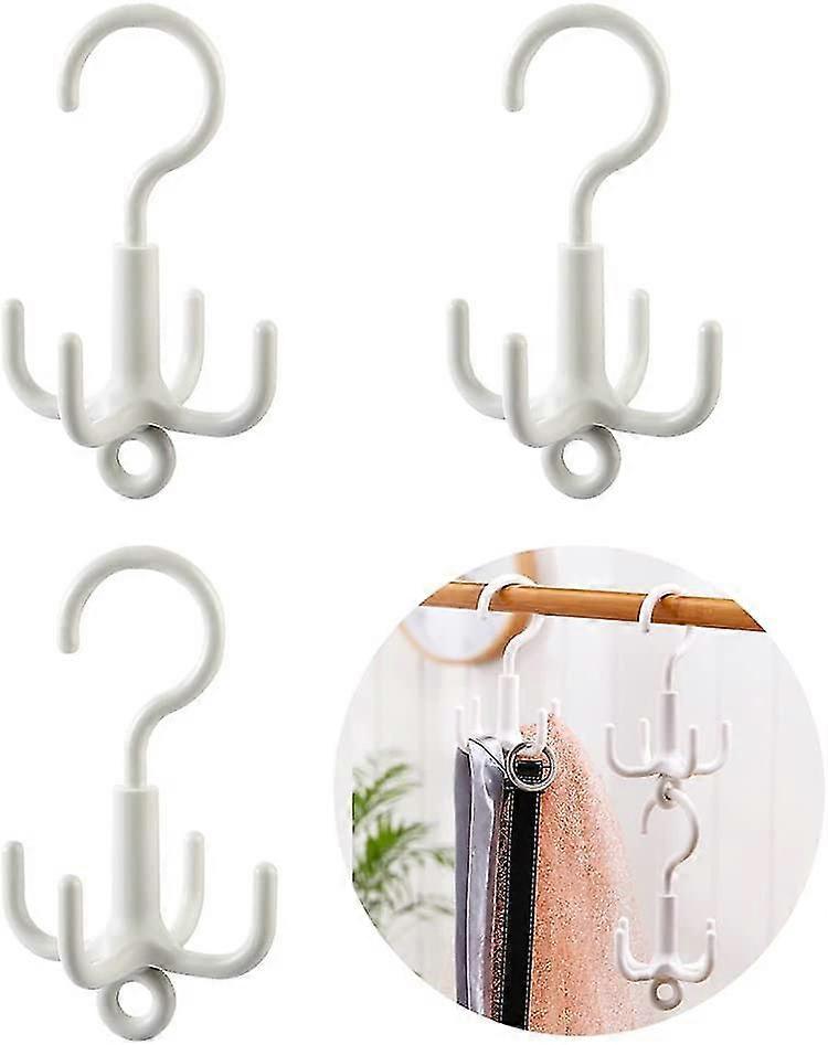3-piece Closet Hanger, 4 Claws 360-degree Rotatable, 6.3-inch Large Rotating Stackable Hook Tie Rack