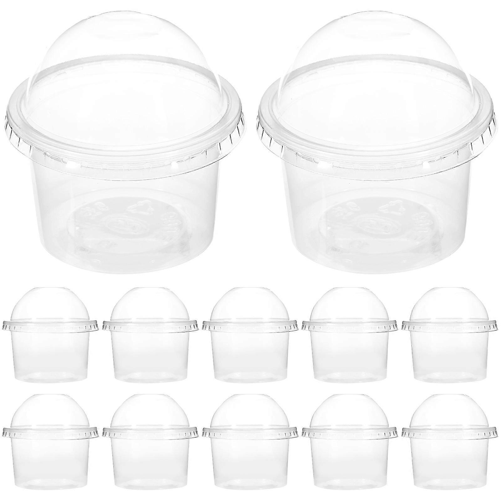 100pcs Dessertbecher mit Deckel Einweg-Puddingbecher Plastik-Einwegbecher für Suppen-Eisbecher Eiscreme