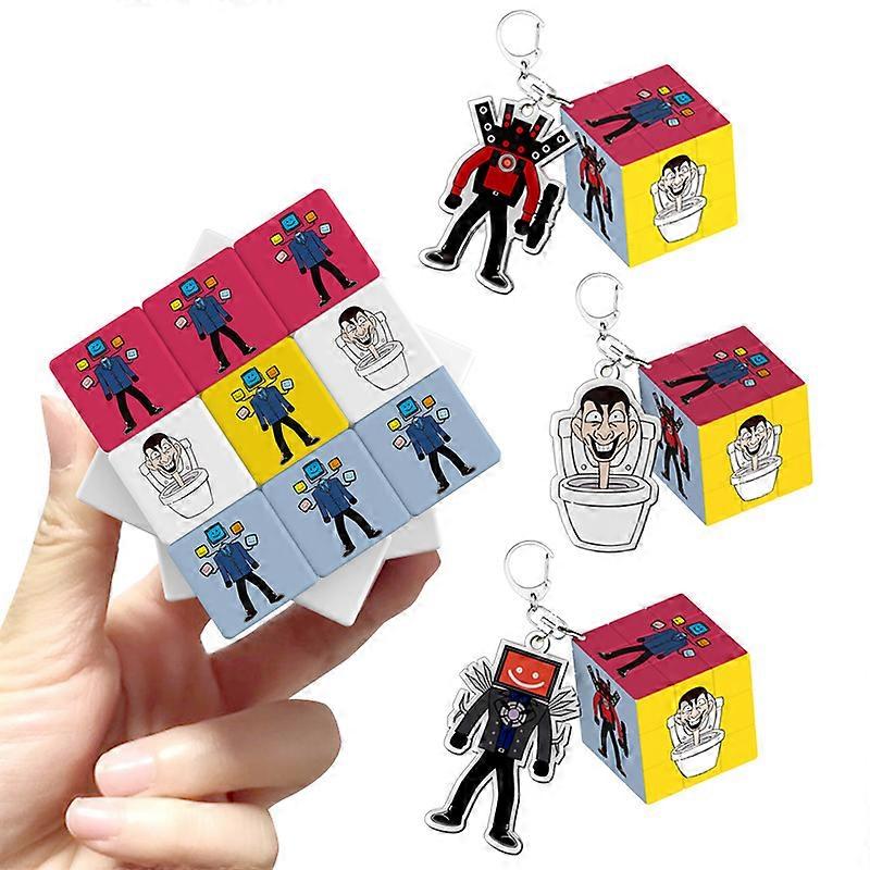 Skibidi Toilet Rubik's Cube Keychain Surrounding Acrylic Pendant