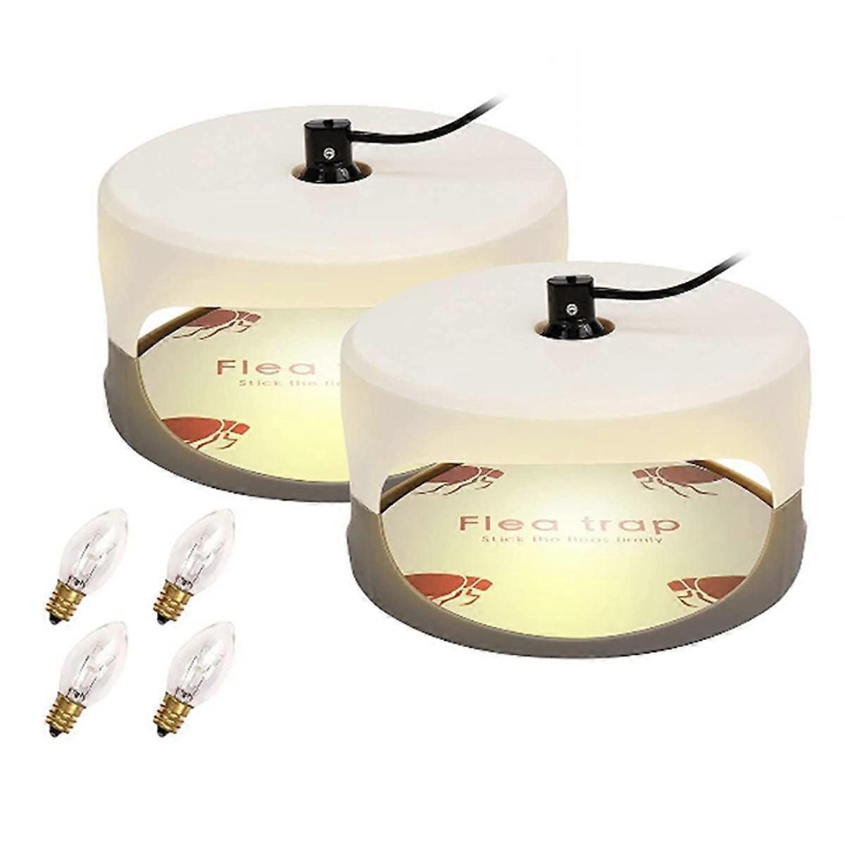 2PCS Fleas Traps for Inside Your Home Indoor Bed Bug Trap with Bulbs Friendly to Pets & Kids Sticky Trap Light EU Plug