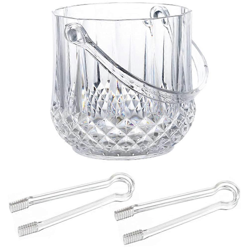 Ice Bucket Plastic Ice Bucket with Handle Acrylic Transparent Champagne Beer Wine Ice Bucket -Trans