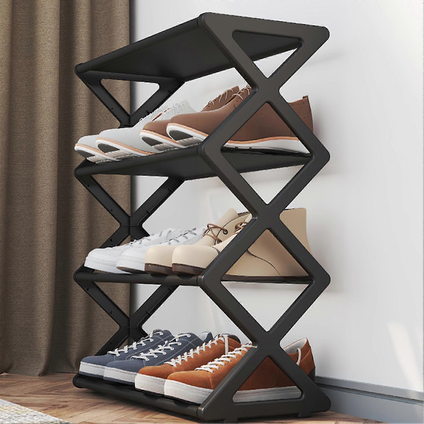 Entryway Shoe Storage Shelf Sturdy Space Saving Plastic Steel Shoe Shelf for Household Practical Tools
