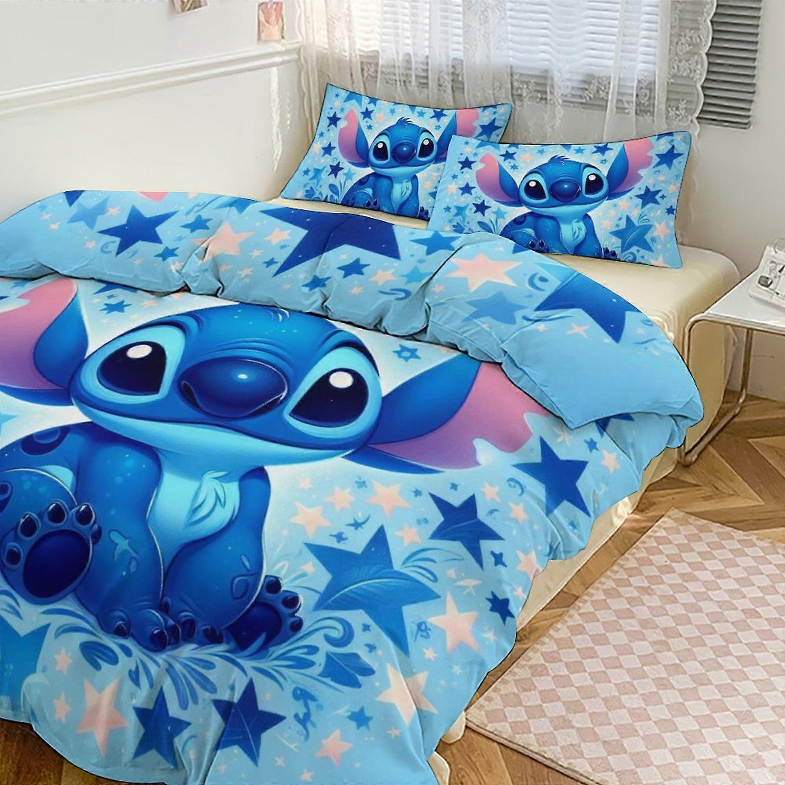 Draps de lit g145 Stitch Print Bedding Set Pattern Duvet Cove Set 3 pièces 1 housse de couette et 2 taies d’oreiller pour femmes hommes adolescents tq145 Draps de lit