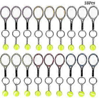 18 Stück Mini-Tennisballschläger-Anhänger Schlüsselanhänger Metall Geschenk Schlüsselanhänger