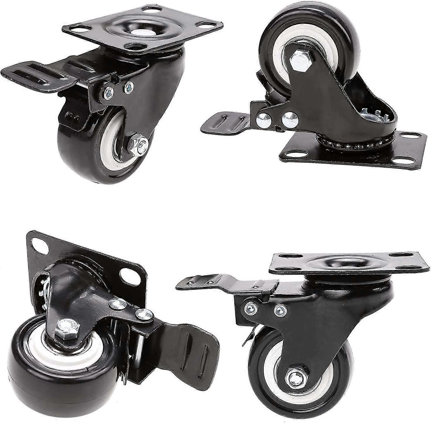 4 عجلات دوارة مع عجلات عجلات مطاطية 50 مم للأثاث بسعة 400 كجم ، أسود أفضل هدية