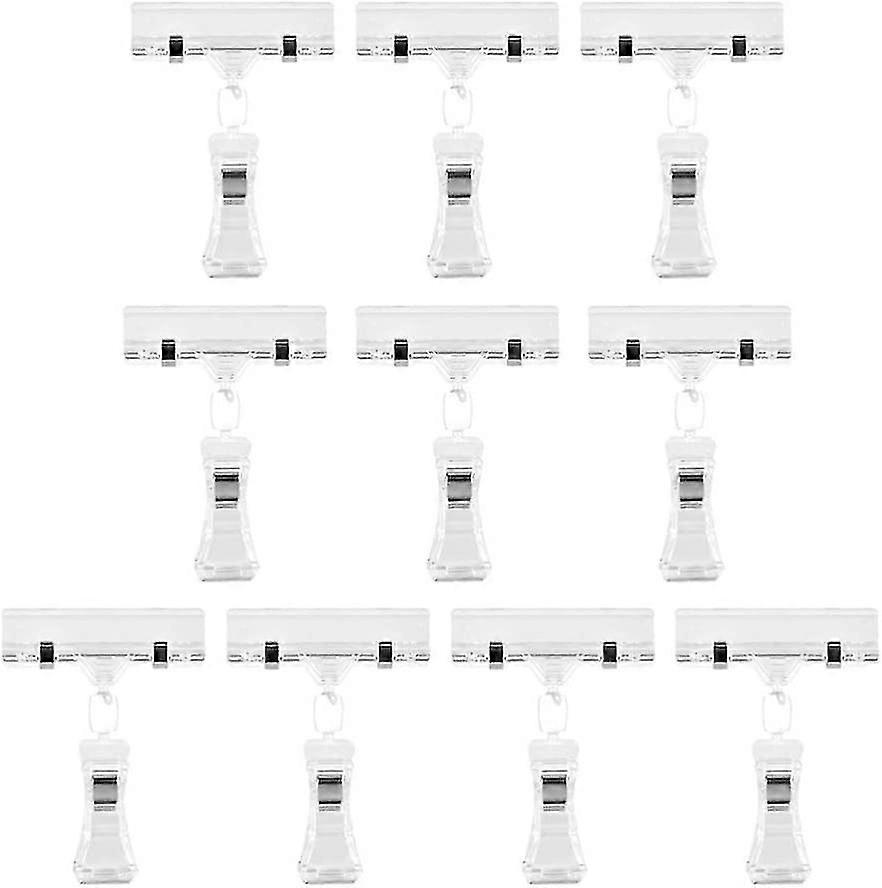 10pcs Label Clips, Plastic Rotatable Clip-on Style Merchandise Sign Transparent Paper Holder