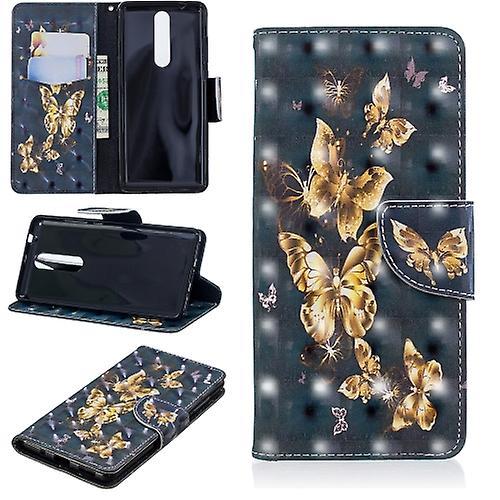 3D Colored Drawing Pattern Horizontal Flip Leather Case for Nokia 5.1