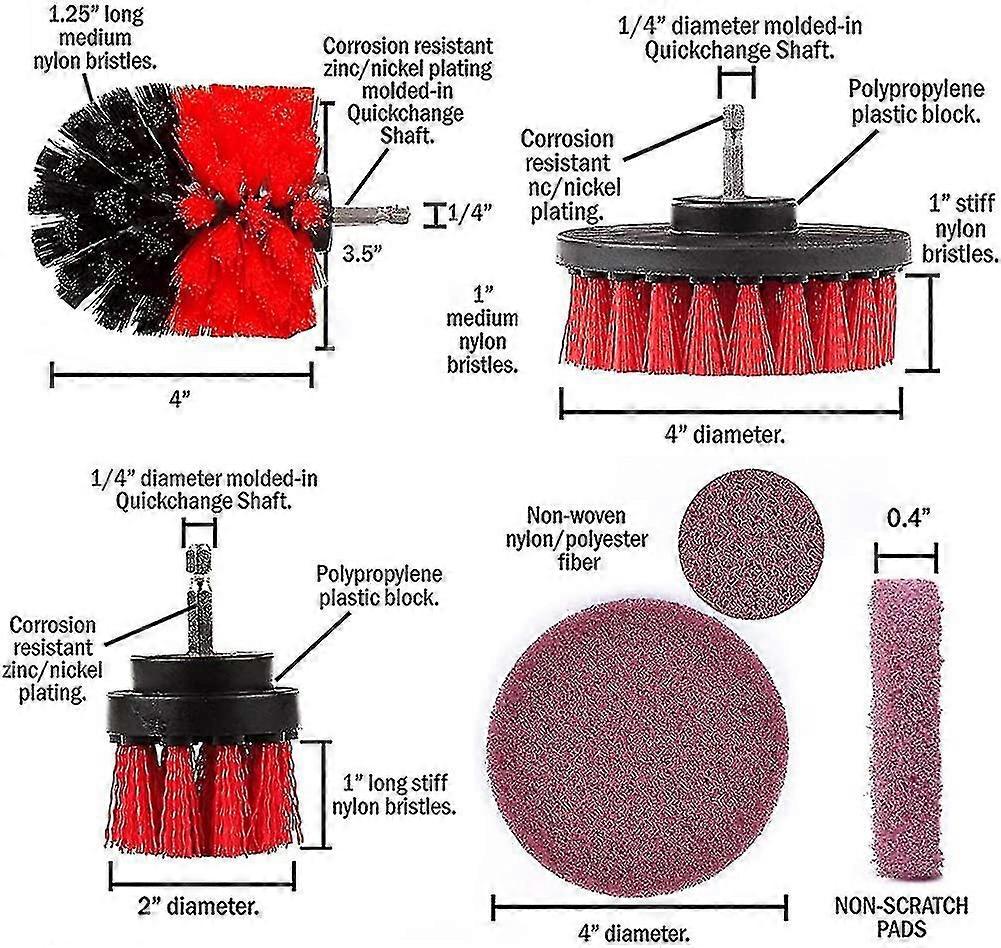 Drill Brushes Attachment Tech 13 Pieces Time Saving Scouring Pad Power Scrubber