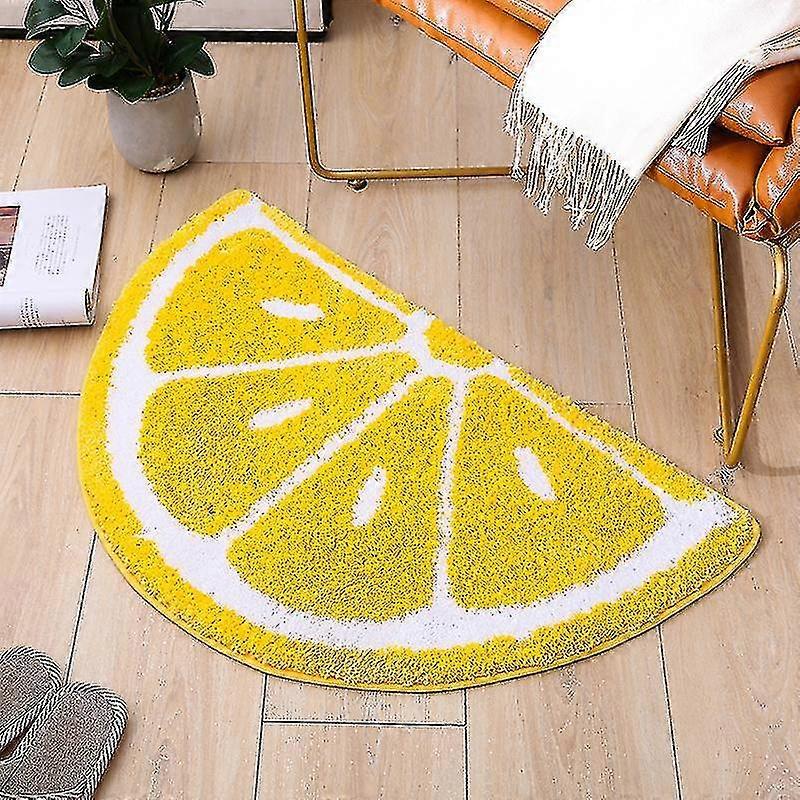 Half Round Microfiber Soft Lemon Shape Bathroom Rugs,40cmx60cm