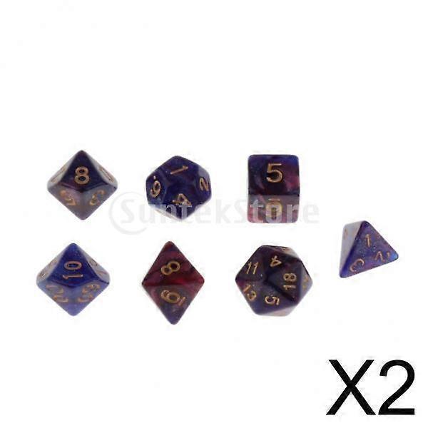 14Pcs/Set Polyhedral Dice TRPG DND Games For Multi Sides Dice D&D RPG for Bar Blue Purple