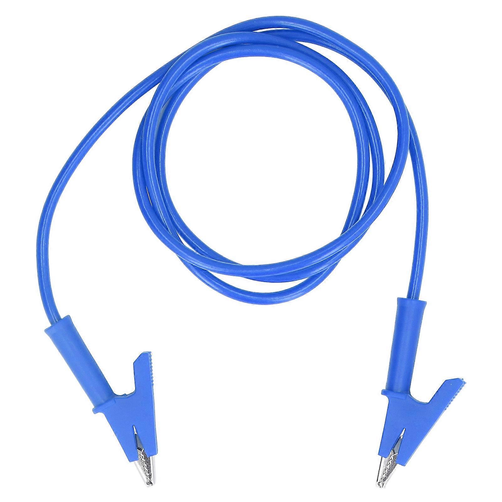 Crocodile Clip Test Lead Dual Ended 10mm Opening Testing Cable Wire for Battery VehicleBlue