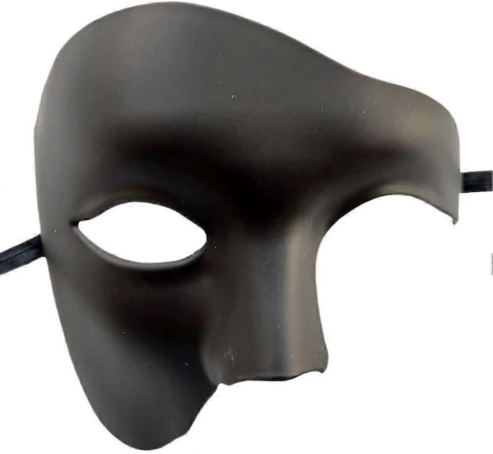 1 stykke maskerade maske retro fantom av operaen ett øye halv ansikt kostyme, halv ansikt fantom maske (matt svart)