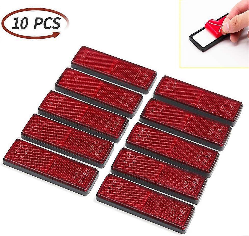 TCGG-10 x Rectangular Reflectors Self Adhesive Rectangular Reflector Trailer Reflectors Rectangular Reflectors, for RV/Caravans/Car/Trailer/Safety War