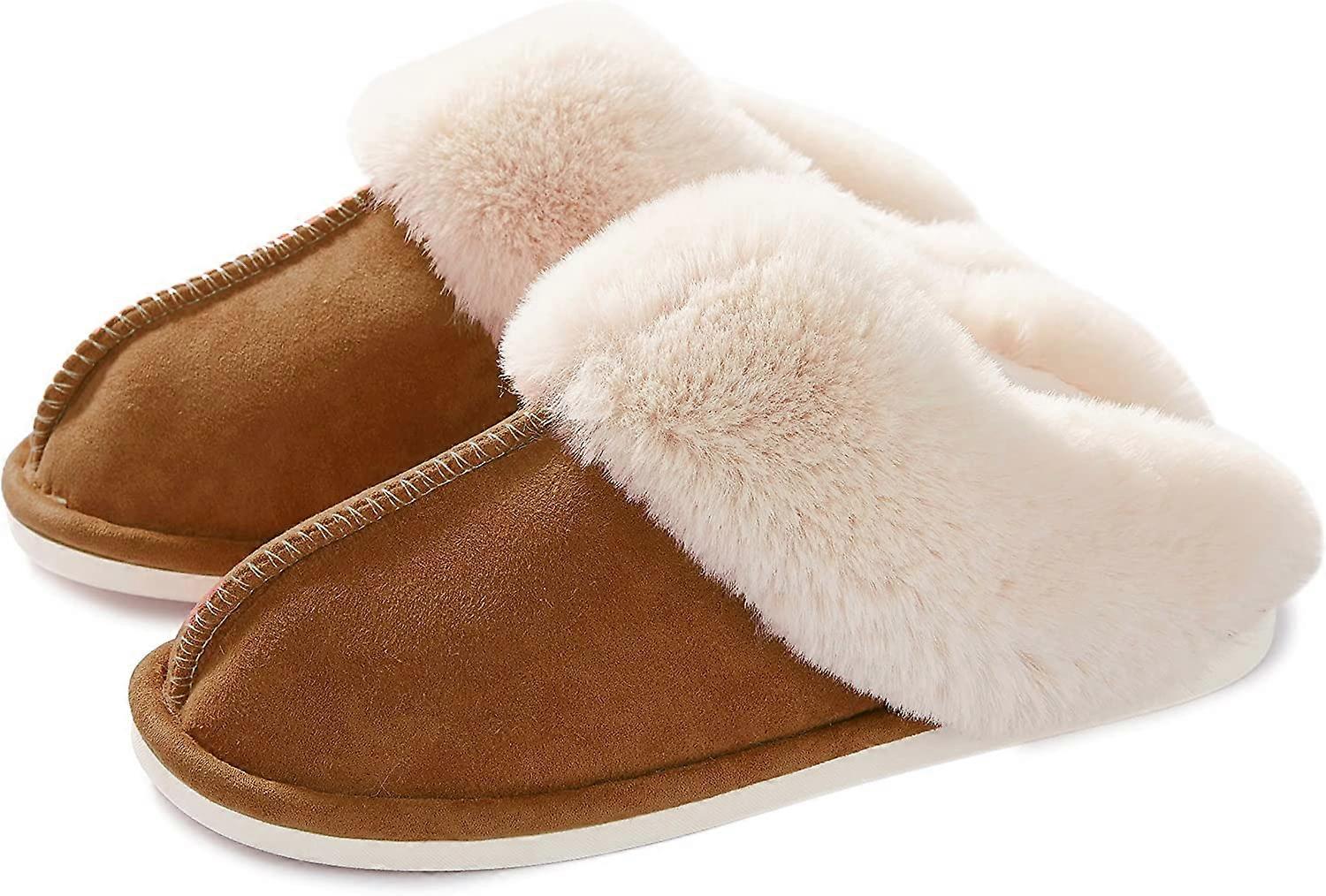 Womens Slipper Memory Foam Fluffy Soft Warm Slip On House Slippers,Anti-Skid Cozy Plush for Indoor Outdoor