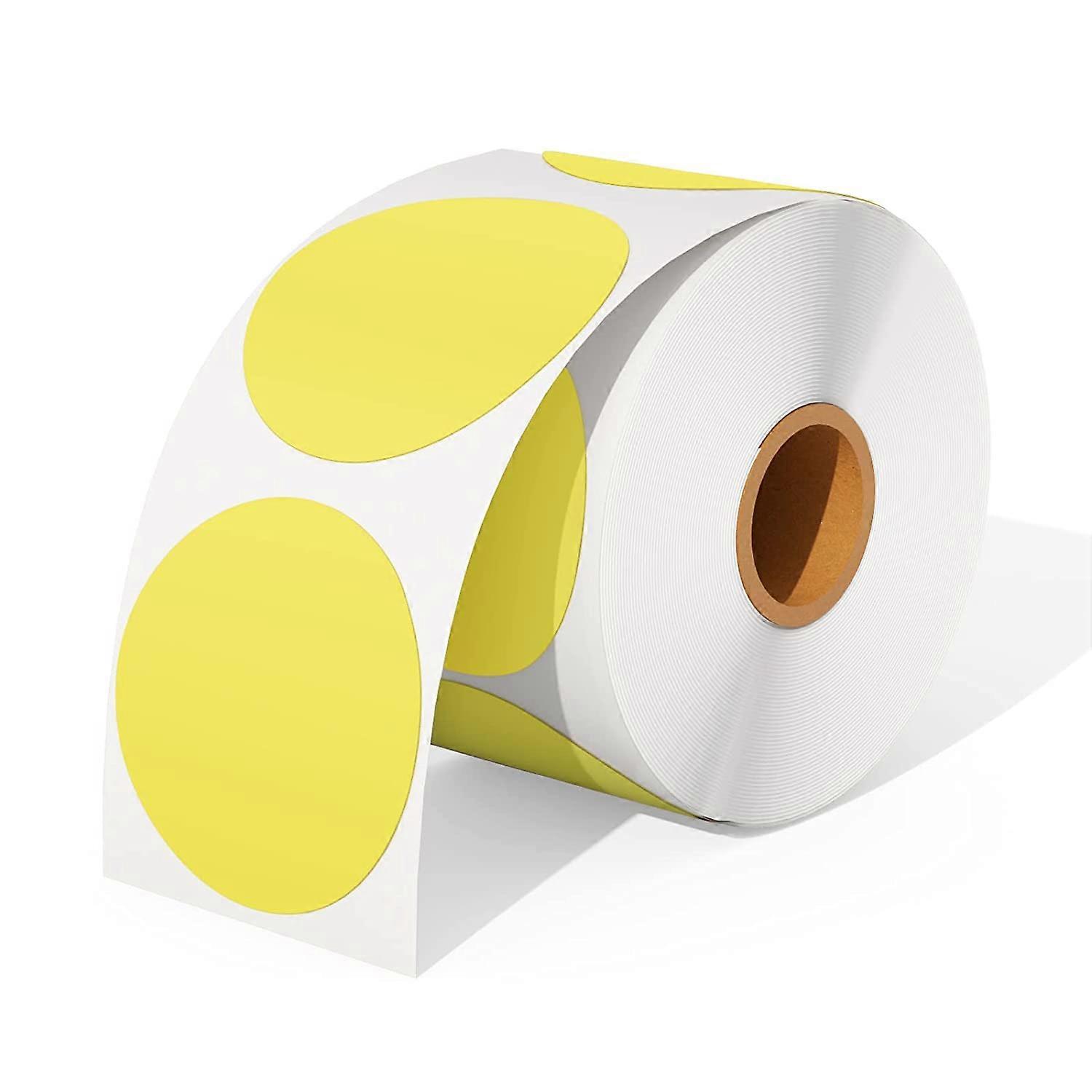 2" Yellow-Circle Thermal Sticker Labels-500 Labels/1 Roll, Self-Adhesive Round Direct Thermal Labels, Multi-Purpose Roll Thermal Stickers