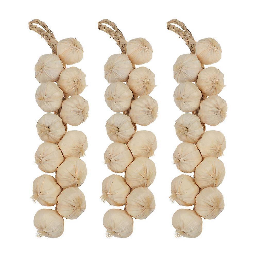 3Pcs Artificial Garlic Strings Simulated Garlic Strings Farmhouse Photo Props