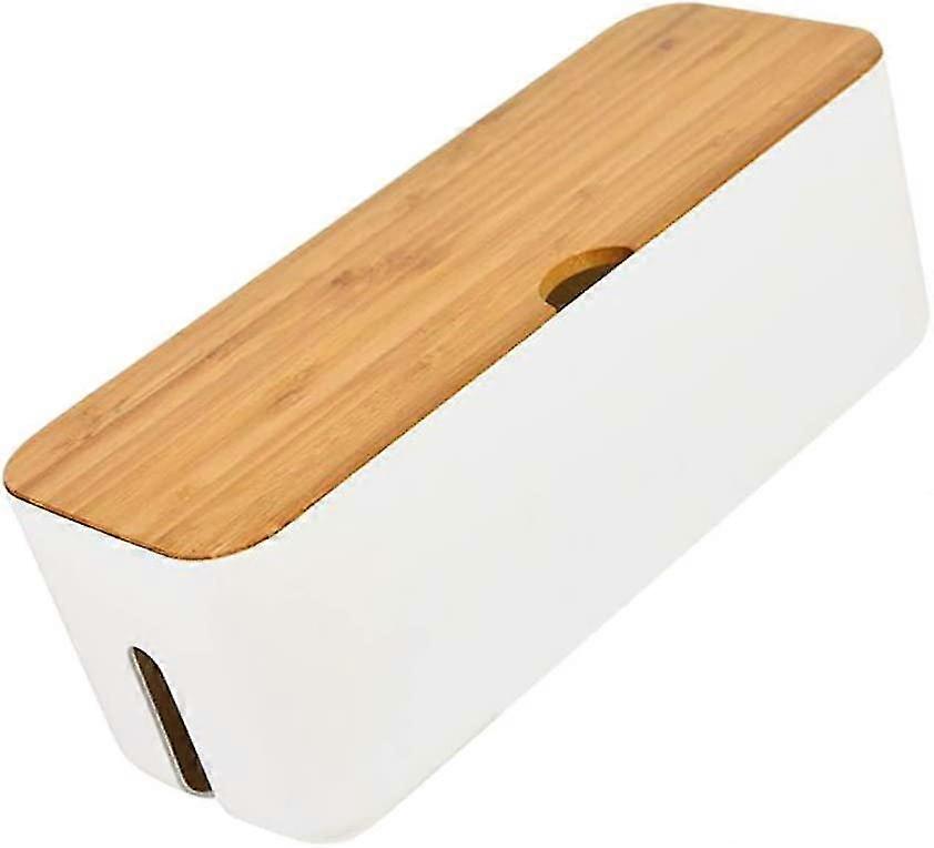 Cable Management Box Wooden Lid Cord Storage Box To Cover And Hide Wires For Tv Computer Router Usb Hub And Power Strip Under Desk