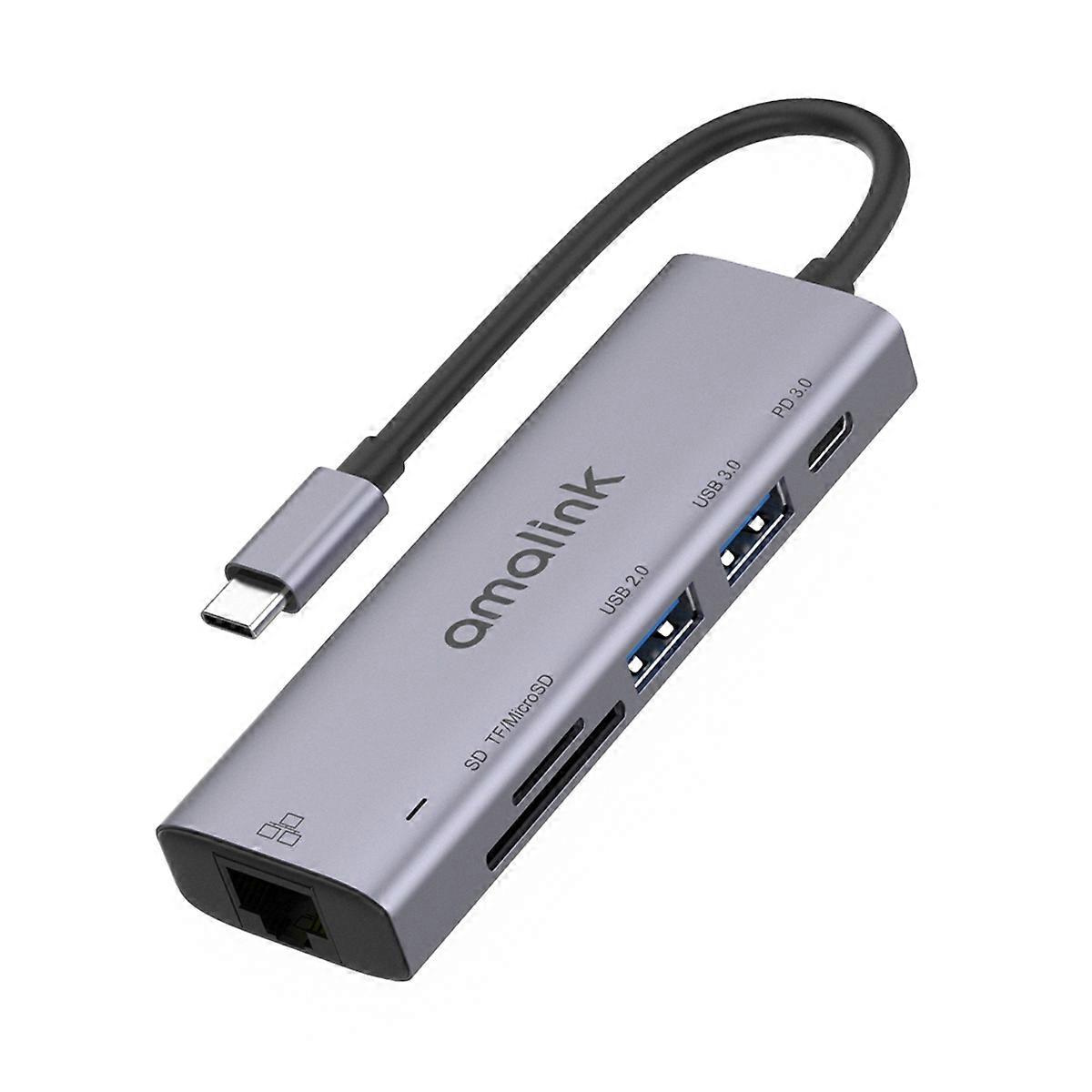 Type-C to RJ45 + 2 Ports USB + PD 3.0 Multi-function HUB
