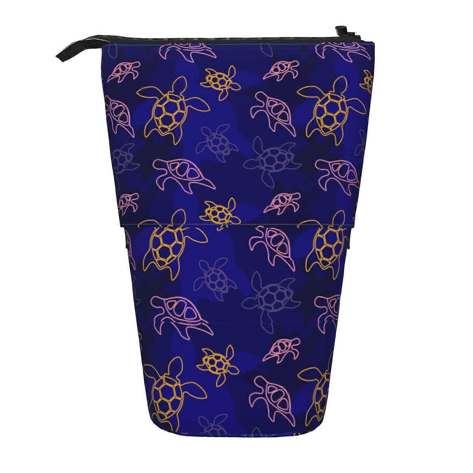 سلحفاة البحر مقلمة الوقوف حقيبة قلم رصاص تلسكوبي مقلمة مع سحاب حقيبة ماكياج محمولة 2