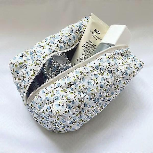 الأزهار منتفخ مبطن ماكياج حقيبة كبيرة للسفر مستحضرات التجميل