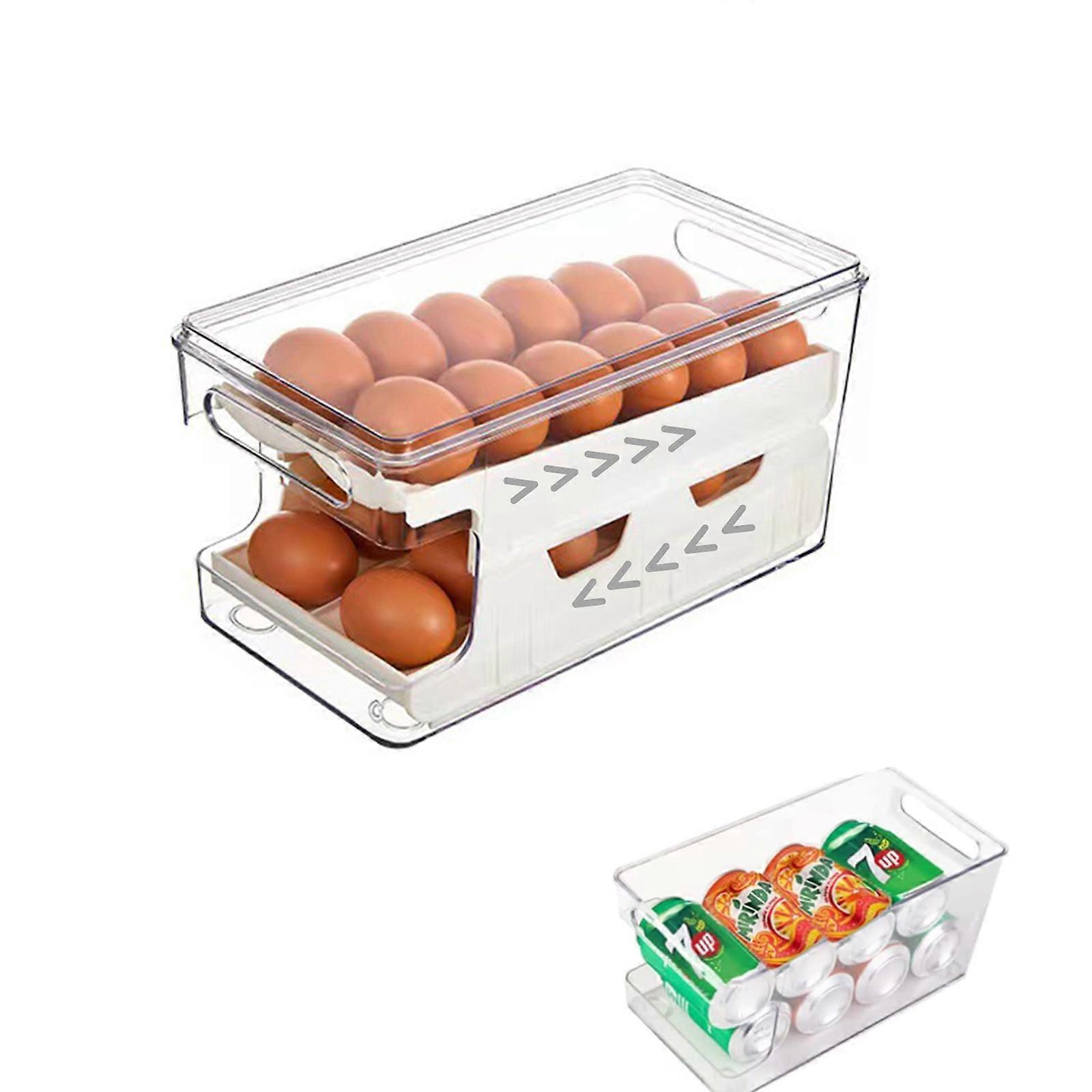 Rolling Egg Holder For Refrigerator,Eggs 24 Count Organizer for Refrigerator,100% New