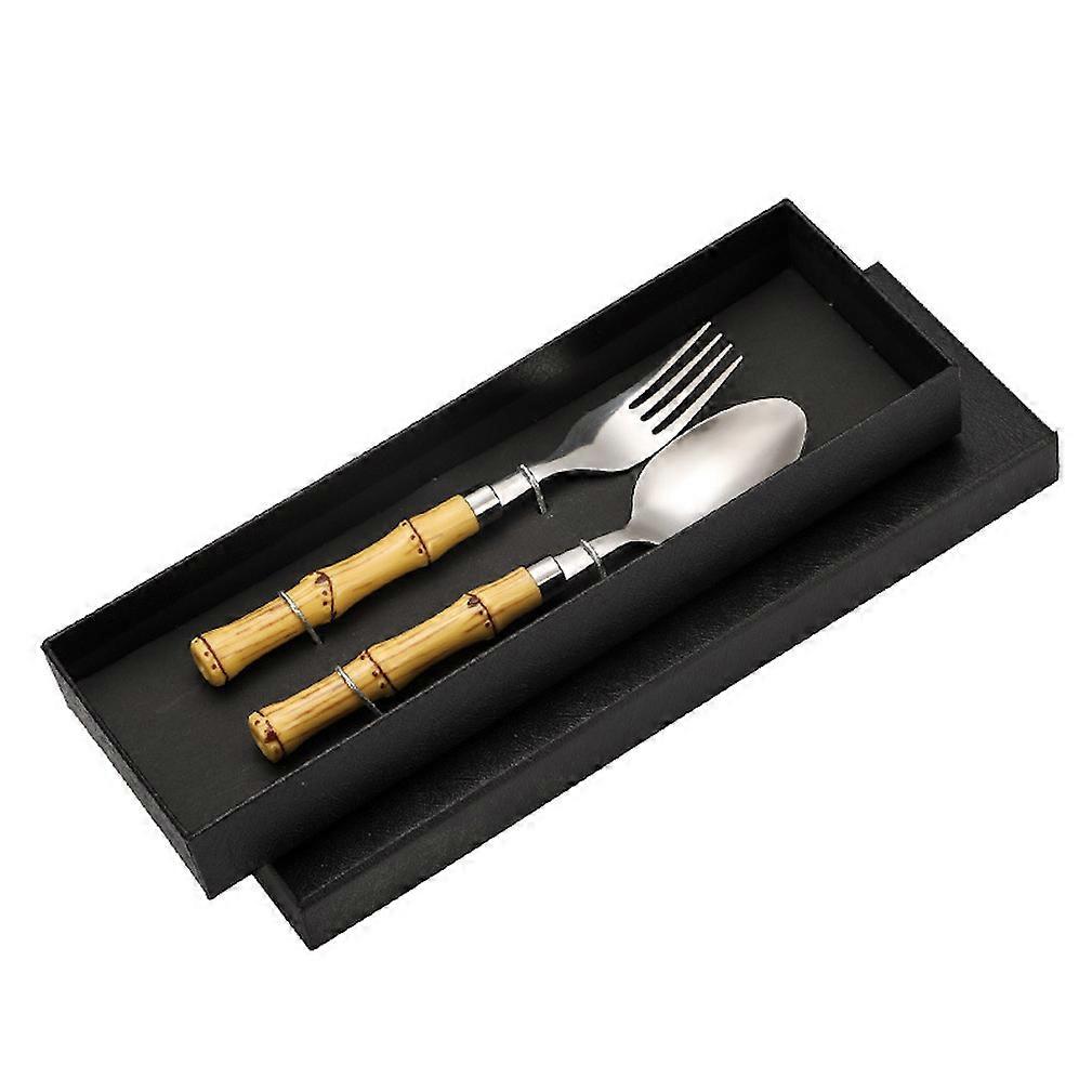 2pcs Cutlery Set Tableware Tableware Spoon Fork Stainless Steel Silver