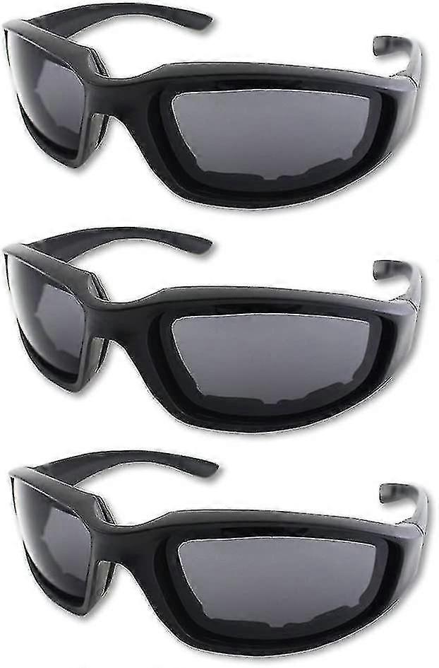 3pcs Cycle Riding Glasses Padding Goggles Uv D , Grey++yellow
