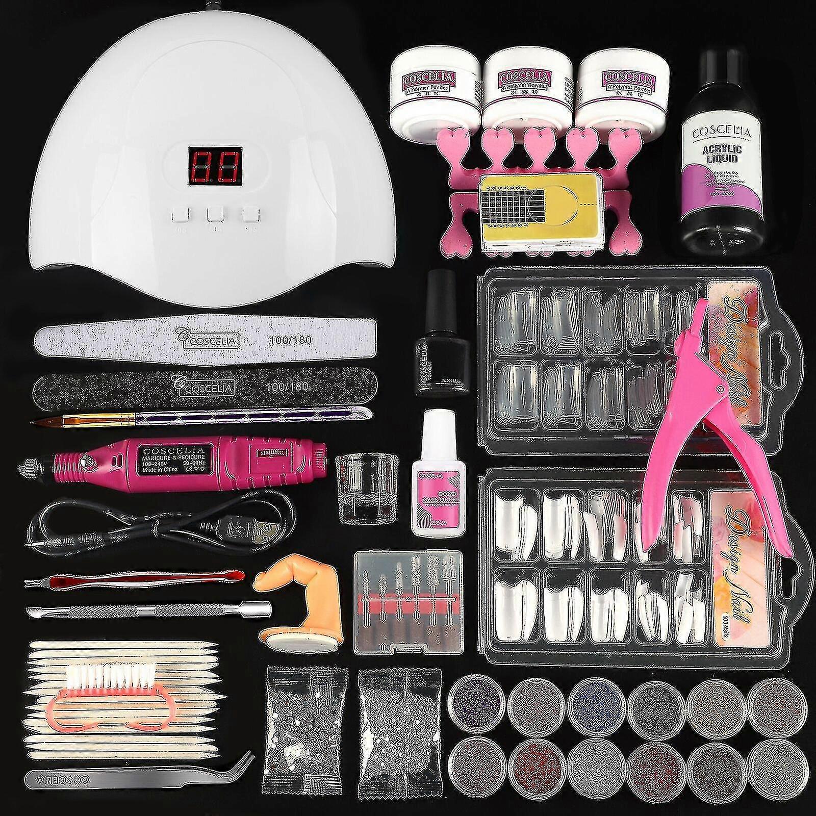 Akrilik Tırnak Kiti ile Makine Profesyonel Manikür Seti Tırnak Uzatma Kitleri Arcylic Güç Sıvı Tırnak İpuçları Hepsi Manikür İçin