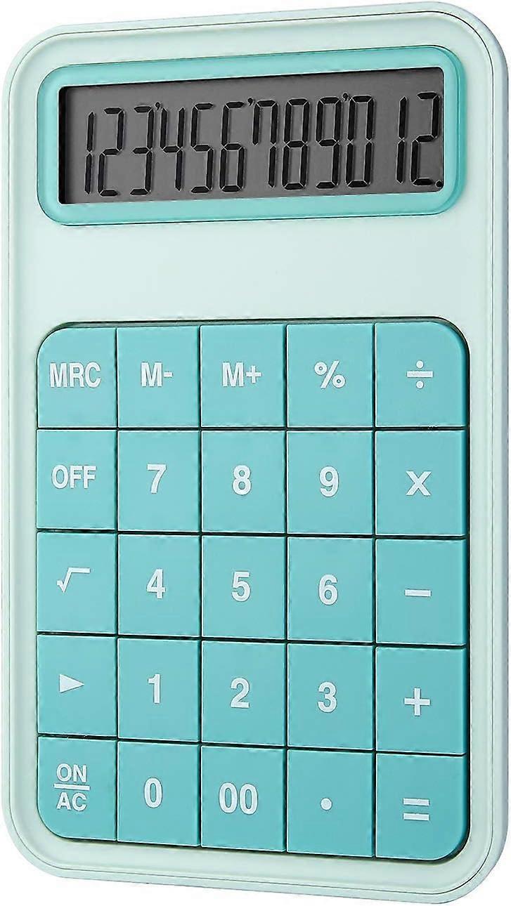 Desktop Calculator Large Screen 12 Digit LCD Calculator for School Office Home Shop Counter - Green
