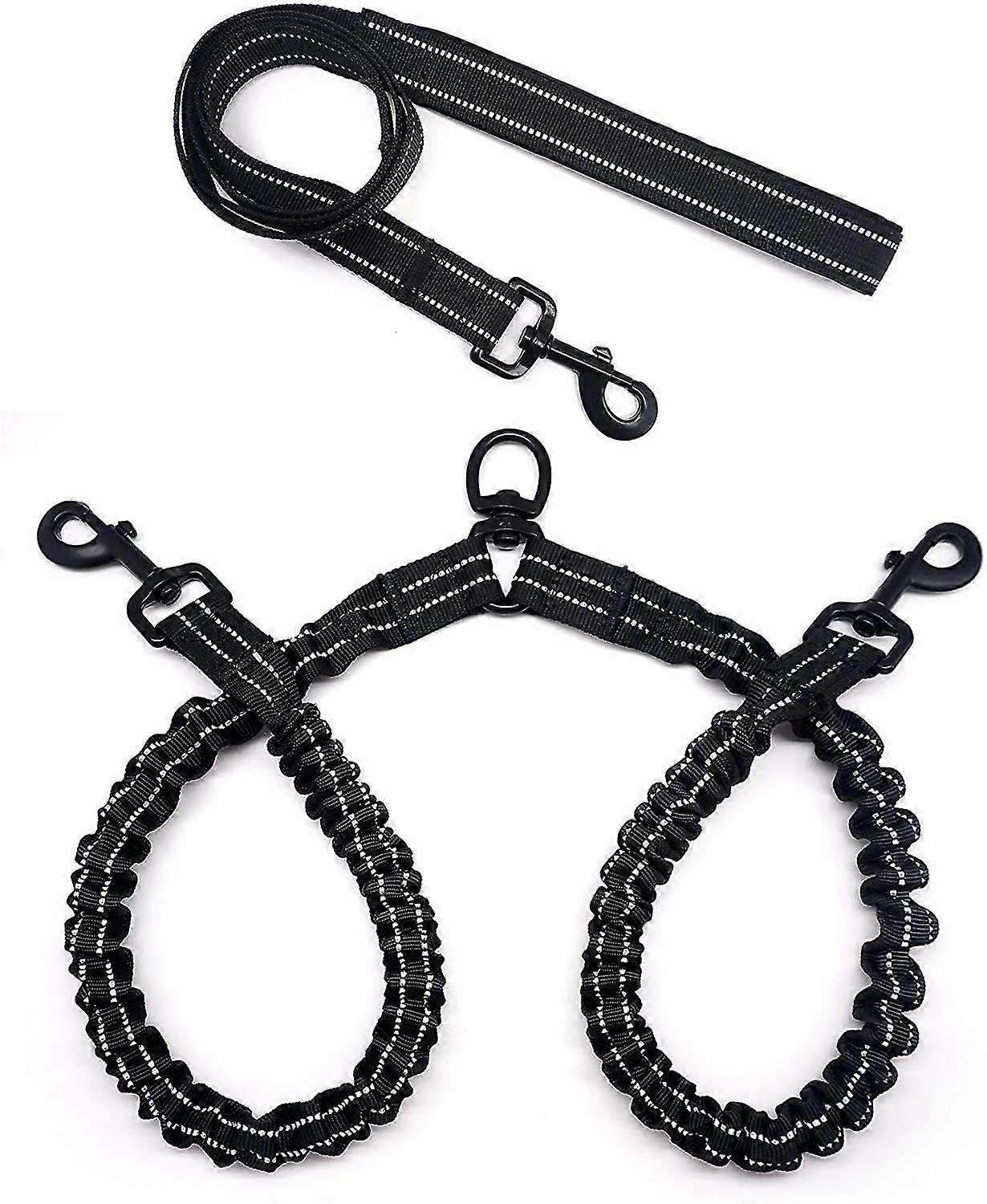 Bungee Dog Leash Splitter/coupler For Multiple Dogs, Stretchable Reflective Double Dog Lead