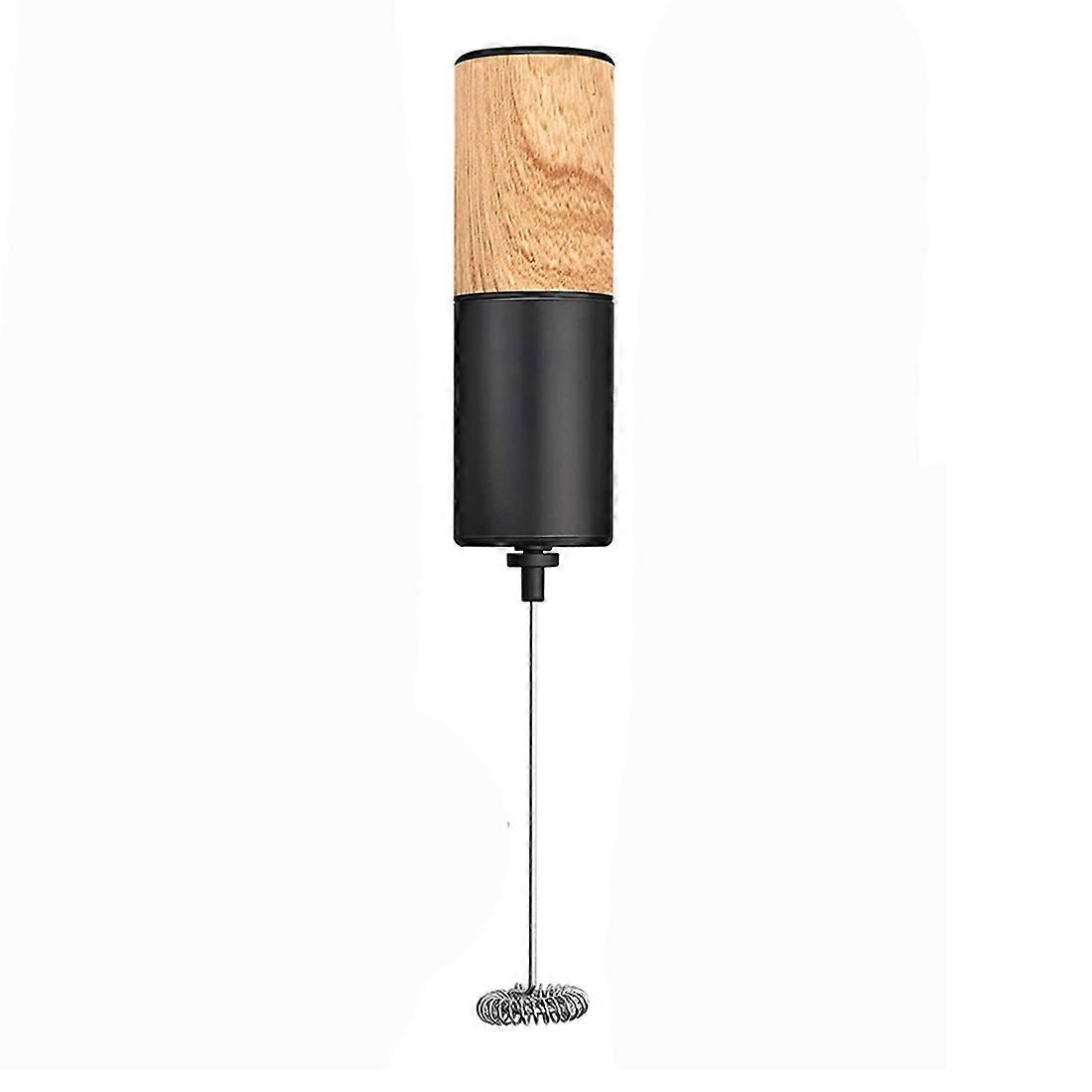 Electric Milk Frother Foam Maker, Milk Frother for Coffee, Wood Pattern Printed, Handheld Battery Operated Whisk